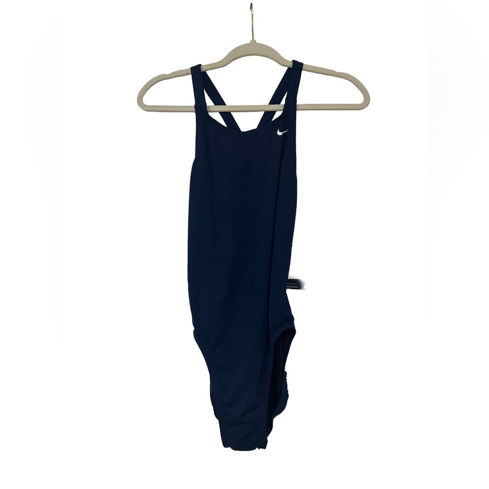 Nike Swim Fastback Women's One-Piece Swimsuit Size 34 - Navy Blue - Picture 3 of 5